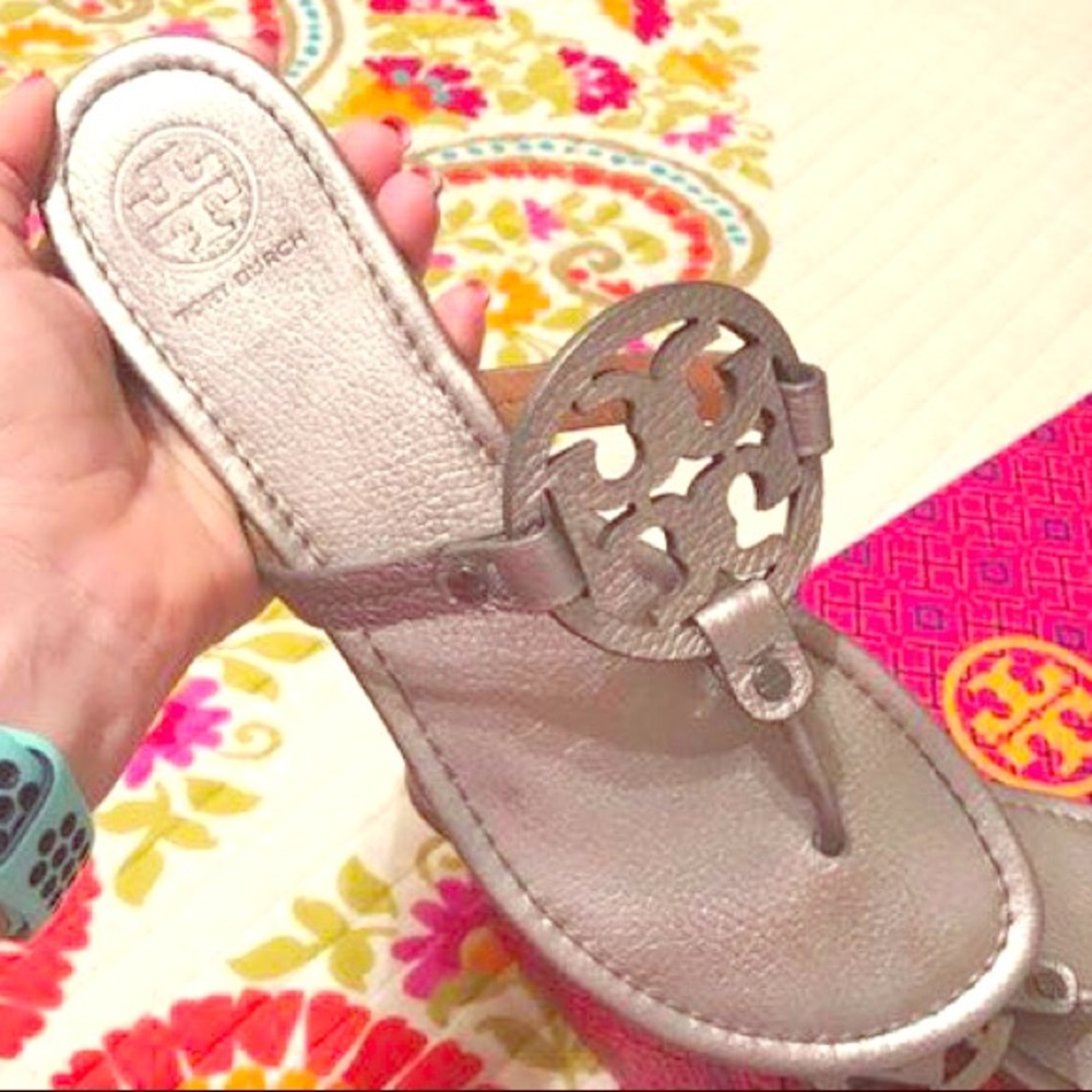 Tory Burch Miller Sandals - tumbled pewter